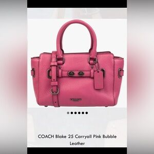 Coach Pink Leather Satchel with Silver Accents